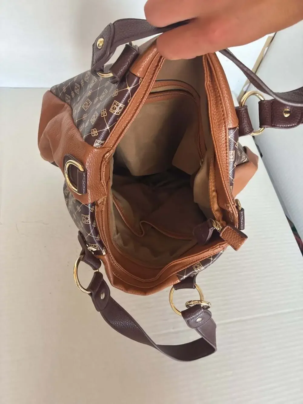 Jose Hess Danbury Mint Monogram Panel Satchel Shoulder Bag